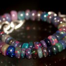 Ethiopian Black Opal Rondelle 3-5mm Smooth beads adjustable stacking bracelet