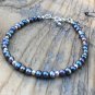 Fresh Water Peacock Pearl Round 4mm Smooth beads adjustable stacking bracelet