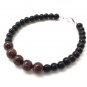 Garnet & Black Obsidian Round 6-8mm Smooth beads adjustable stacking bracelet