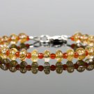 Golden Rutile & Carnelian Mix 3-6mm Smooth beads adjustable stacking bracelet