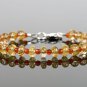 Golden Rutile & Carnelian Mix 3-6mm Smooth beads adjustable stacking bracelet