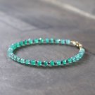Green Onyx & Pyrite Rondelle 2-4mm Faceted beads adjustable stacking bracelet