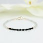 Labradolite & Black Onyx Round 3mm Faceted beads adjustable stacking bracelet
