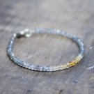 Labradorite & Citrine Rondelle 3mm Faceted beads adjustable stacking bracelet