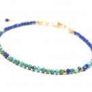 Lapis Lazuli & Turquoise Round 3mm Faceted beads adjustable stacking bracelet