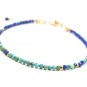 Lapis Lazuli & Turquoise Round 3mm Faceted beads adjustable stacking bracelet