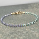 Tanzanite & Apatite Rondelle 3-4mm Faceted beads adjustable stacking bracelet