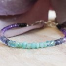 Amethyst & Amazonite Rondelle 3-4mm Faceted beads adjustable stacking bracelet