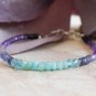 Amethyst & Amazonite Rondelle 3-4mm Faceted beads adjustable stacking bracelet