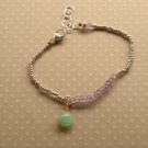 Amethyst With Prehnite Rondelle 2mm Faceted beads adjustable stacking bracelet