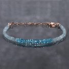 Aquamarine & Apatite Rondelle 3-4mm Faceted beads adjustable stacking bracelet