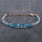 Aquamarine & Apatite Rondelle 3-4mm Faceted beads adjustable stacking bracelet