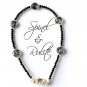 Black Rutile & Black Spinel Mix 2-7x7mm Mix beads adjustable stacking bracelet