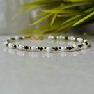 Black Spinel & White Jade Round 2-2.5mm Mix beads adjustable stacking bracelet