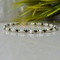 Black Spinel & White Jade Round 2-2.5mm Mix beads adjustable stacking bracelet