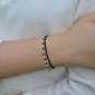 Black Spinel & White Jade Round 2-2.5mm Mix beads adjustable stacking bracelet