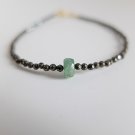 Black Spinel With Emerald Mix 2-6mm Faceted beads adjustable stacking bracelet