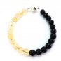 Black Tourmaline & Citrine Round 8mm Smooth beads adjustable stacking bracelet