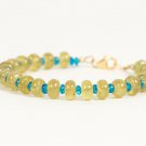 Blue & Yellow Apatite Rondelle 2-6mm Smooth beads adjustable stacking bracelet