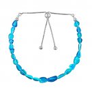 Blue Ethiopian Opal Tumble 4x3-7x6mm Smooth beads adjustable stacking bracelet