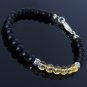 Citrine & Matte Black Onyx Round 6mm Smooth beads adjustable stacking bracelet