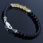 Citrine & Matte Black Onyx Round 6mm Smooth beads adjustable stacking bracelet