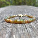 Ethiopian Welo Fire Opal Round 3-4mm Smooth beads adjustable stacking bracelet