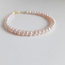 Fresh Water Peach Pearl Rondelle 4mm Smooth beads adjustable stacking bracelet