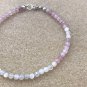 Moonstone & Rose Quartz Round 3.5mm Faceted beads adjustable stacking bracelet