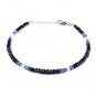 Shaded Blue Sapphire Rondelle 3-4mm Faceted beads adjustable stacking bracelet