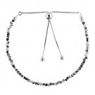 Tourmalited Moonstone Round 2-2.5mm Faceted beads adjustable stacking bracelet