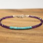 Turquoise & Amethyst Rondelle 3-4mm Faceted beads adjustable stacking bracelet