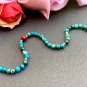 African Turquoise With Ruby Round 6mm Smooth beads adjustable stacking bracelet