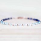 Aquamarine & Iolite Rondelle 2.5-3mm Faceted beads adjustable stacking bracelet