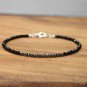 Black Spinel & Pyrite Rondelle 2.5mm Faceted beads adjustable stacking bracelet