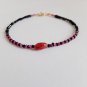 Black Spinel & Ruby Rondelle 2-2.5mm Faceted beads adjustable stacking bracelet