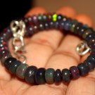 Ethiopian Black Opal Rondelle 3.5-6mm Smooth beads adjustable stacking bracelet