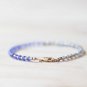 Labradorite & Tanzanite Rondelle 3mm Faceted beads adjustable stacking bracelet