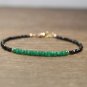 Emerald & Black Spinel Rondelle 2-3mm Faceted beads adjustable stacking bracelet