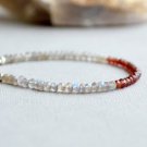 Garnet & Labradorite Rondelle 3-3.5mm Faceted beads adjustable stacking bracelet
