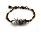 Black Herkimer Diamond Uncut Chips 7-9mm Rough beads adjustable stacking bracelet