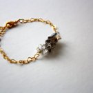 Black Herkimer Diamond Uncut Chips 6-9mm Rough beads adjustable stacking bracelet