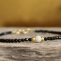 Black Onyx With Moonstone Oval 3-3.5mm Faceted beads adjustable stacking bracelet