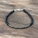 Black Spinel & Pyrite Rondelle 3-3.5mm Faceted beads adjustable stacking bracelet