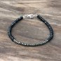 Black Spinel & Pyrite Rondelle 3-3.5mm Faceted beads adjustable stacking bracelet