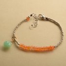 Carnelian With Prehnite Rondelle 3.5mm Faceted beads adjustable stacking bracelet