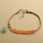 Carnelian With Prehnite Rondelle 3.5mm Faceted beads adjustable stacking bracelet