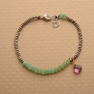 Chrysoprase With Amethyst Rondelle 4mm Faceted beads adjustable stacking bracelet