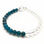 Crystal Quartz & Blue Apatite Round 8mm Smooth beads adjustable stacking bracelet