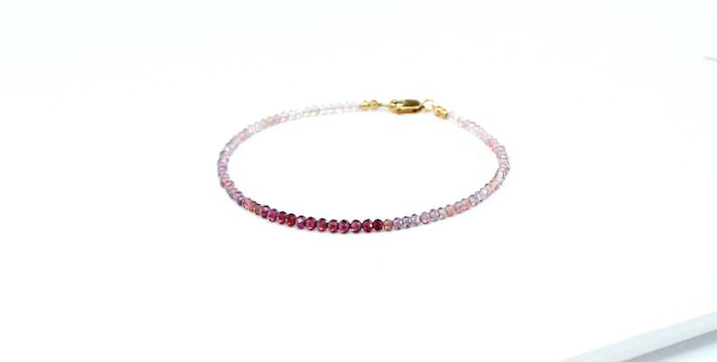 Garnet With Multi Spinel Round 2.5-3mm Faceted beads adjustable stacking bracelet